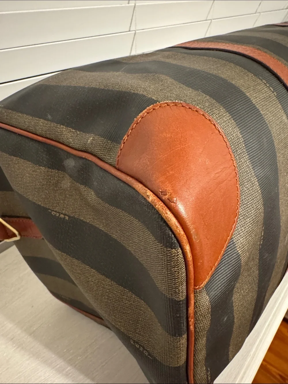 Fendi Vintage Pequin Striped Boston Bag Overnight Duffel - Picture 8 of 14